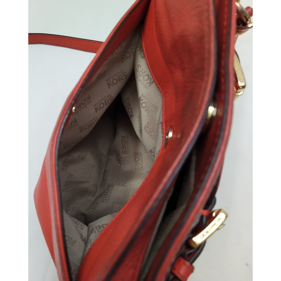 Michael Kors Hamilton Red Leather Zipper Closure Crossbody Bag - Picture 15 of 16